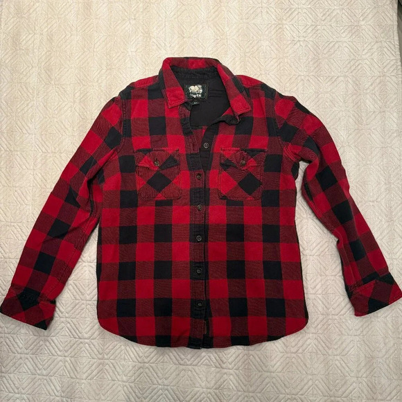 Red and Black Plaid Women's Shirt, Roots,  Size S - Picture 2 of 4